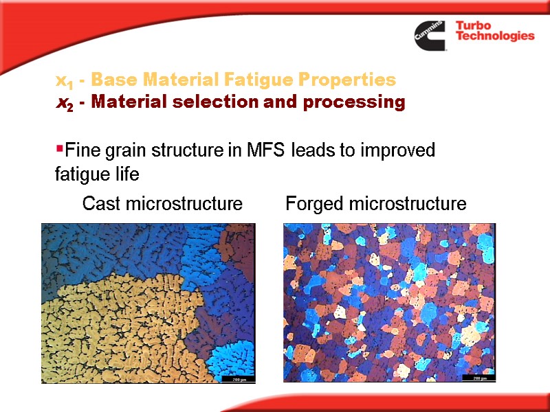 x1 - Base Material Fatigue Properties x2 - Material selection and processing Fine grain